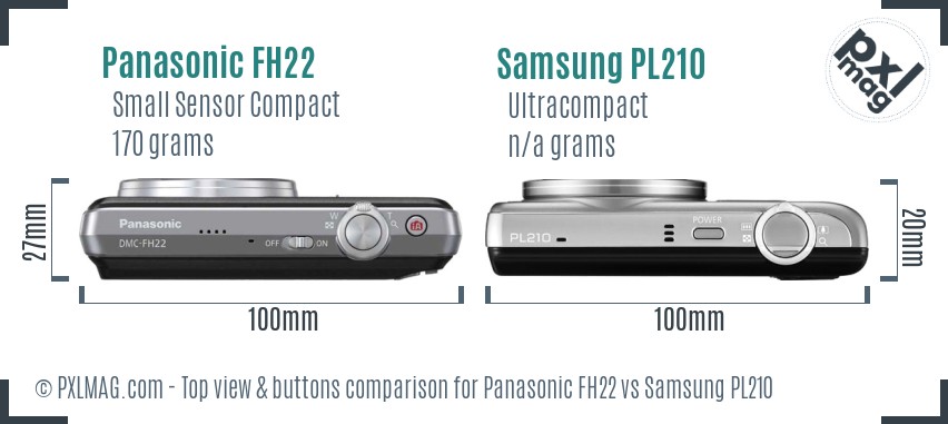 Panasonic FH22 vs Samsung PL210 top view buttons comparison