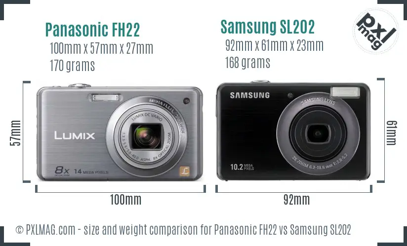 Panasonic FH22 vs Samsung SL202 size comparison Panasonic FH22 vs Samsung SL202 size comparison