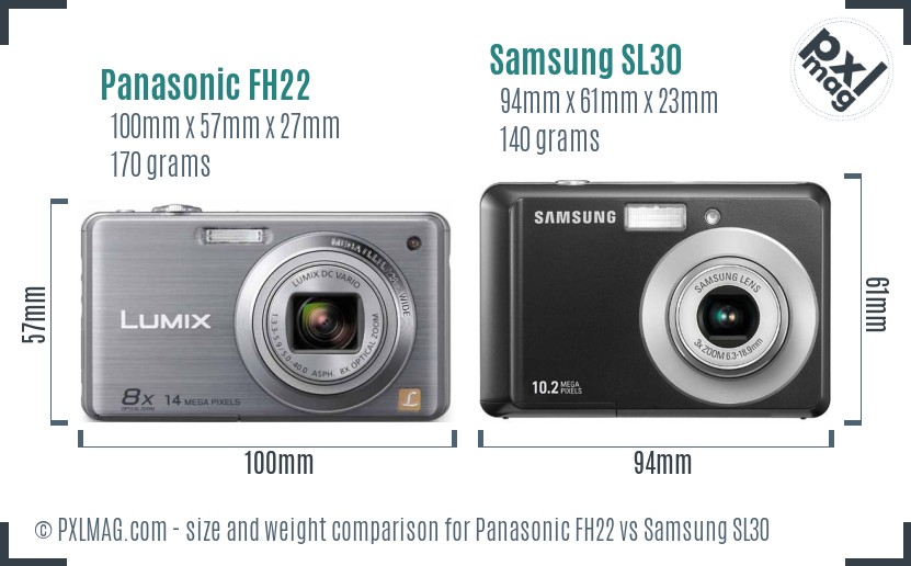 Panasonic FH22 vs Samsung SL30 size comparison