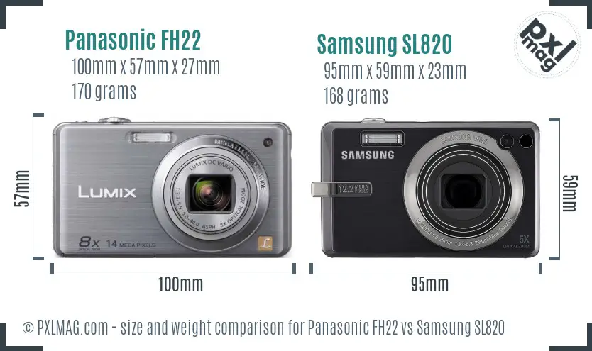 Panasonic FH22 vs Samsung SL820 size comparison