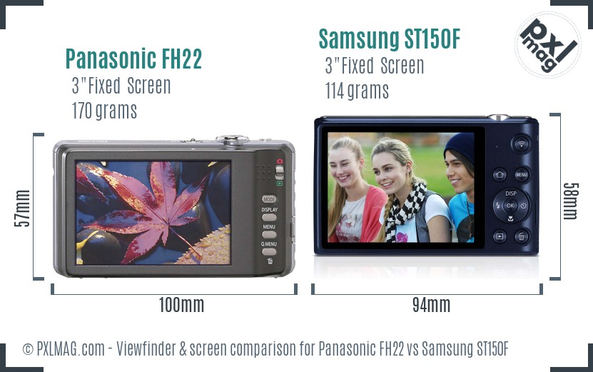 Panasonic FH22 vs Samsung ST150F Screen and Viewfinder comparison