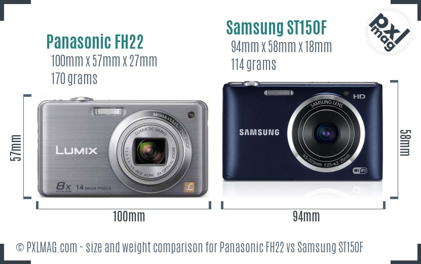 Panasonic FH22 vs Samsung ST150F size comparison Panasonic FH22 vs Samsung ST150F size comparison