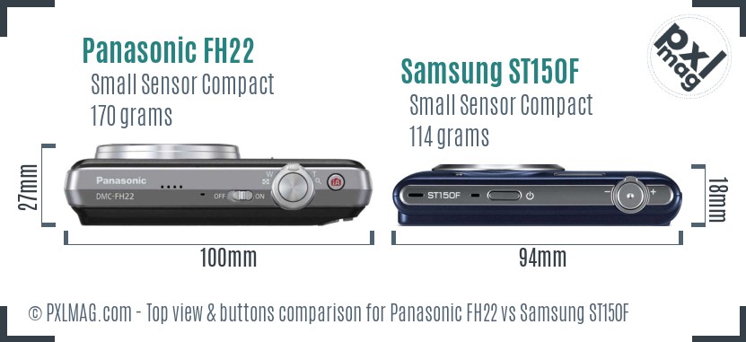 Panasonic FH22 vs Samsung ST150F top view buttons comparison