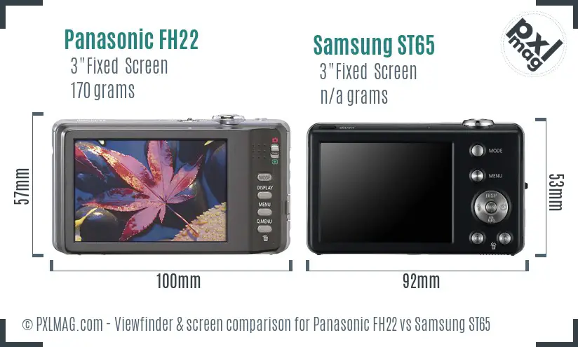 Panasonic FH22 vs Samsung ST65 Screen and Viewfinder comparison