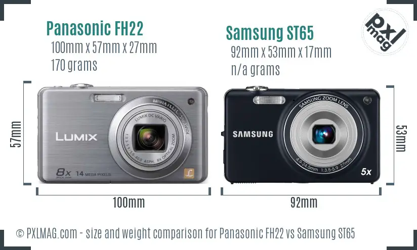 Panasonic FH22 vs Samsung ST65 size comparison
