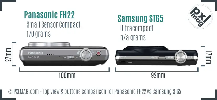Panasonic FH22 vs Samsung ST65 top view buttons comparison