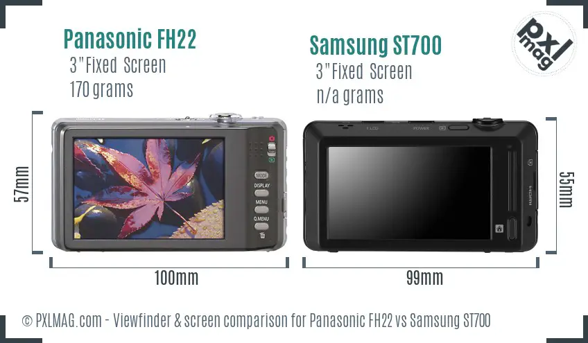 Panasonic FH22 vs Samsung ST700 Screen and Viewfinder comparison