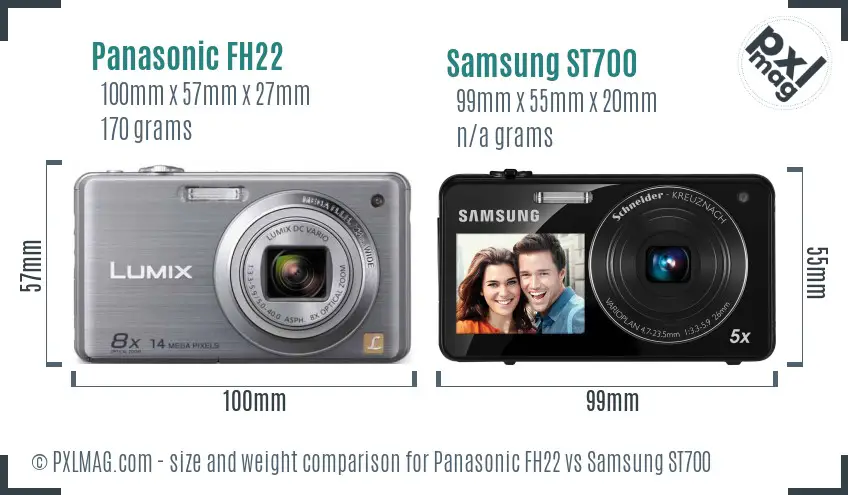 Panasonic FH22 vs Samsung ST700 size comparison