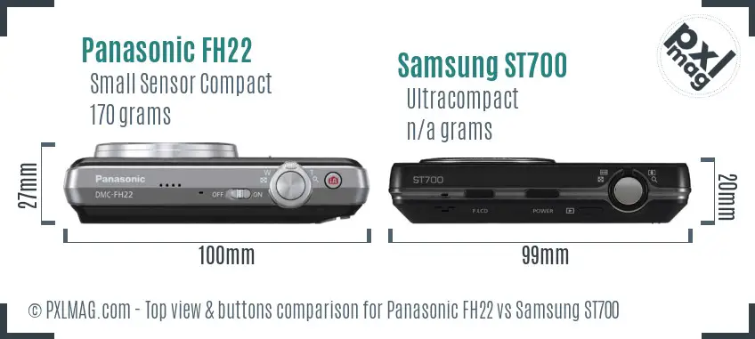 Panasonic FH22 vs Samsung ST700 top view buttons comparison