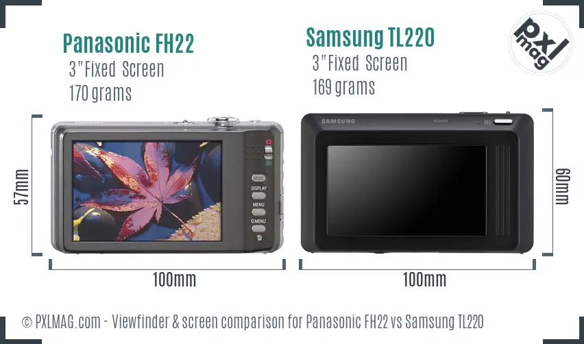 Panasonic FH22 vs Samsung TL220 Screen and Viewfinder comparison