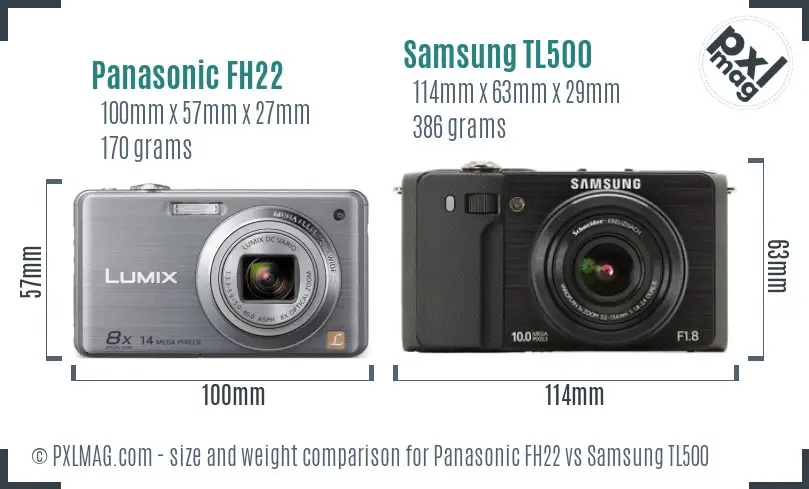 Panasonic FH22 vs Samsung TL500 size comparison