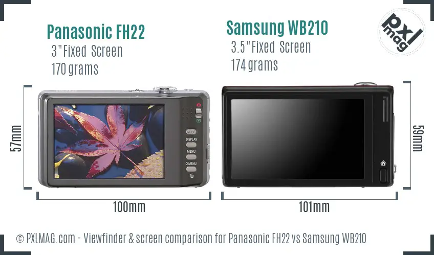 Panasonic FH22 vs Samsung WB210 Screen and Viewfinder comparison