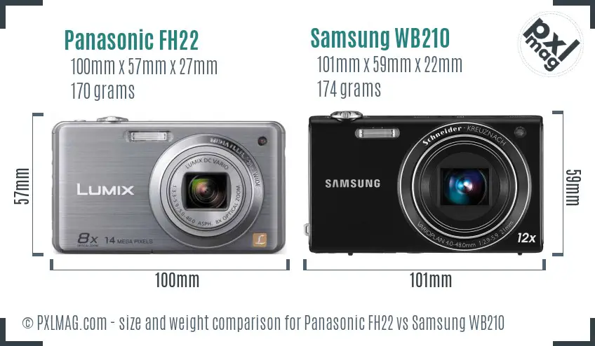 Panasonic FH22 vs Samsung WB210 size comparison