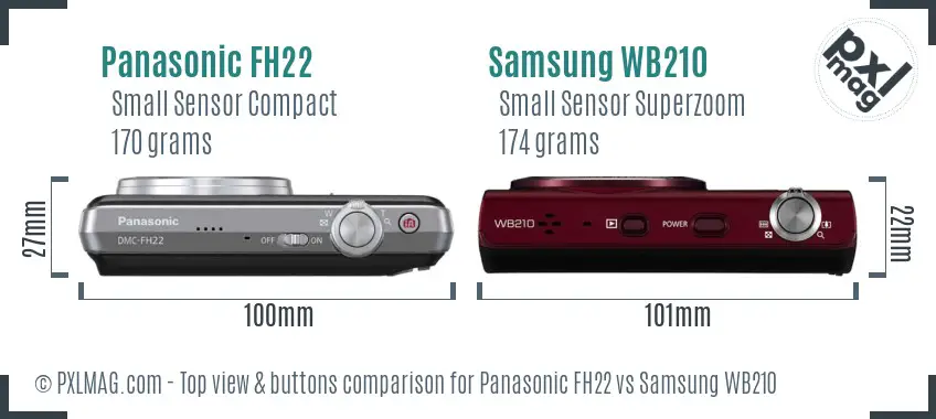 Panasonic FH22 vs Samsung WB210 top view buttons comparison
