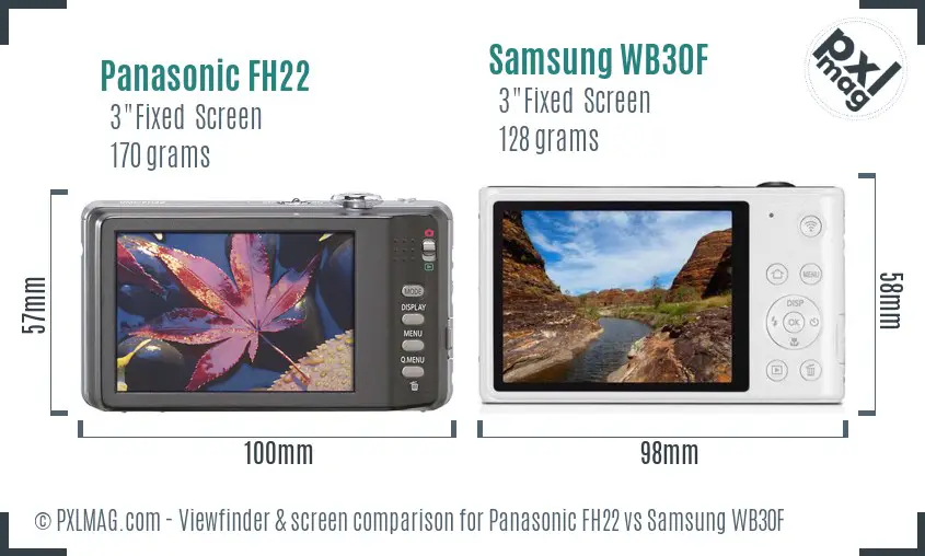 Panasonic FH22 vs Samsung WB30F Screen and Viewfinder comparison