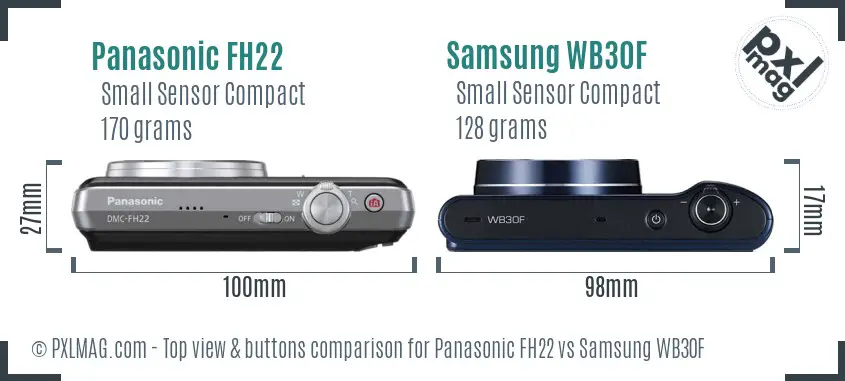 Panasonic FH22 vs Samsung WB30F top view buttons comparison