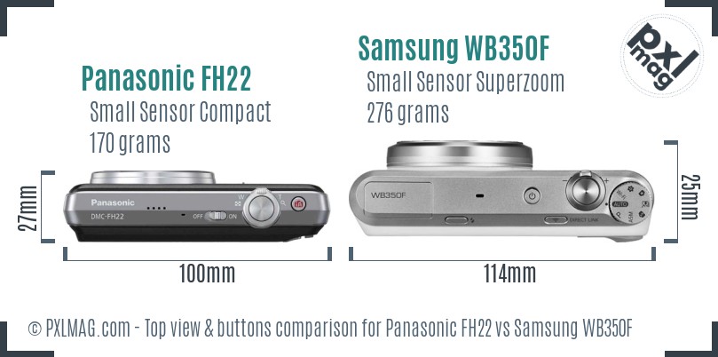 Panasonic FH22 vs Samsung WB350F top view buttons comparison