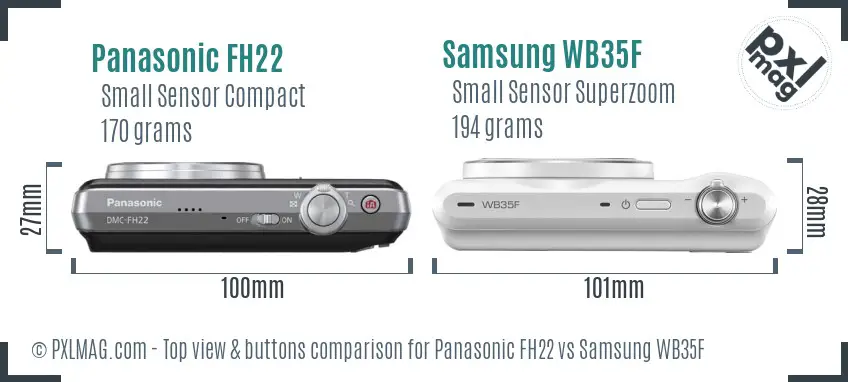 Panasonic FH22 vs Samsung WB35F top view buttons comparison