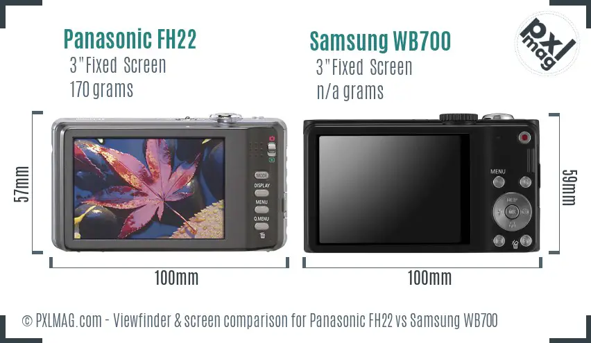 Panasonic FH22 vs Samsung WB700 Screen and Viewfinder comparison