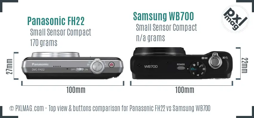Panasonic FH22 vs Samsung WB700 top view buttons comparison