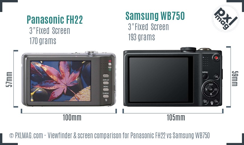 Panasonic FH22 vs Samsung WB750 Screen and Viewfinder comparison
