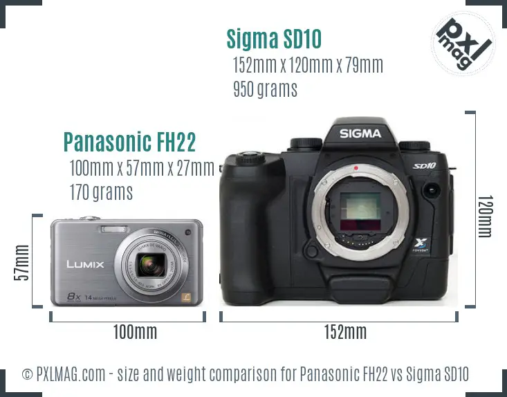 Panasonic FH22 vs Sigma SD10 size comparison