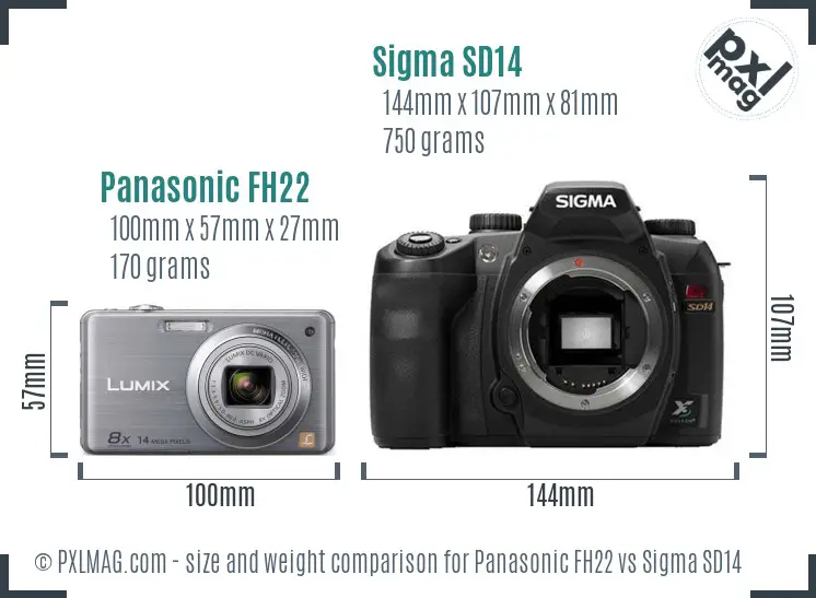 Panasonic FH22 vs Sigma SD14 size comparison