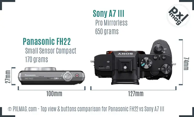 Panasonic FH22 vs Sony A7 III top view buttons comparison
