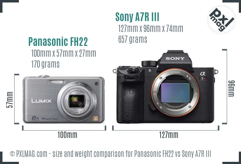 Panasonic FH22 vs Sony A7R III size comparison