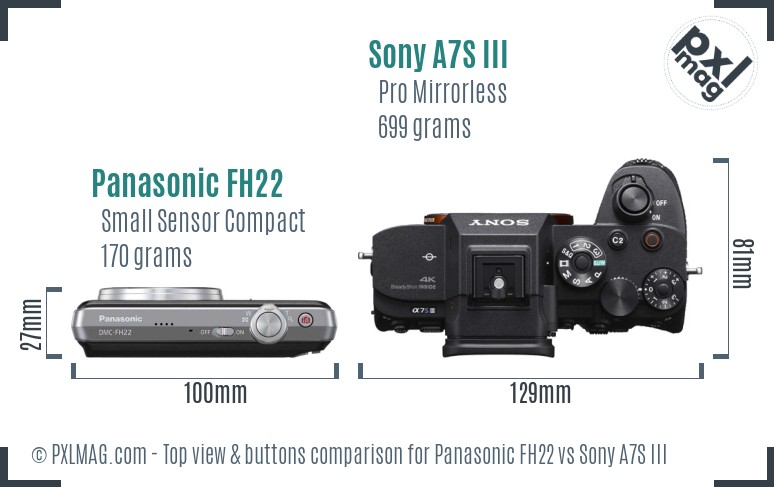 Panasonic FH22 vs Sony A7S III top view buttons comparison