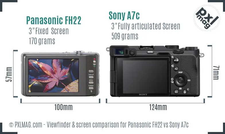 Panasonic FH22 vs Sony A7c Screen and Viewfinder comparison
