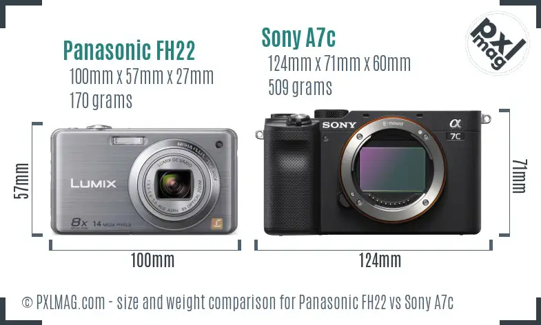 Panasonic FH22 vs Sony A7c size comparison