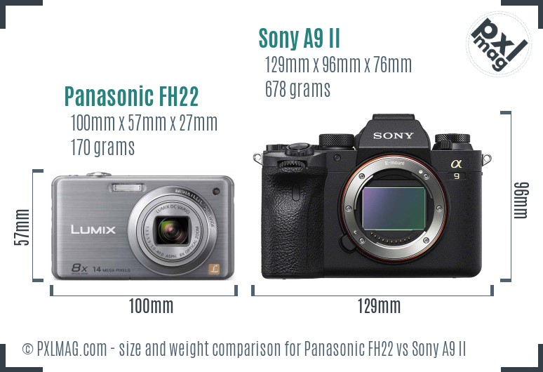 Panasonic FH22 vs Sony A9 II size comparison