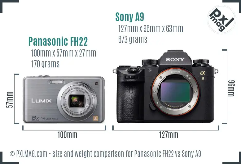 Panasonic FH22 vs Sony A9 size comparison