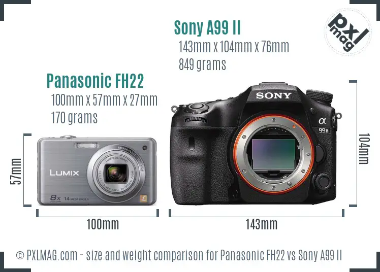Panasonic FH22 vs Sony A99 II size comparison