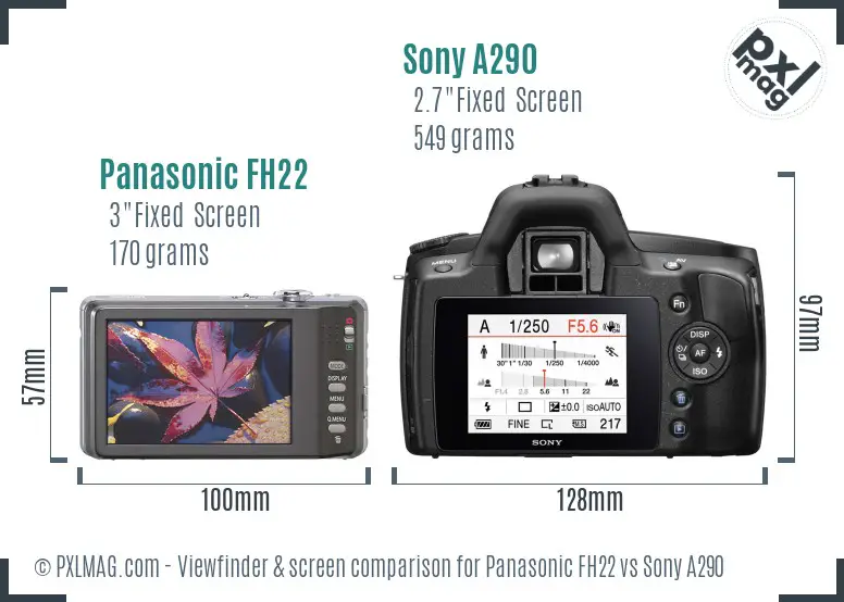 Panasonic FH22 vs Sony A290 Screen and Viewfinder comparison