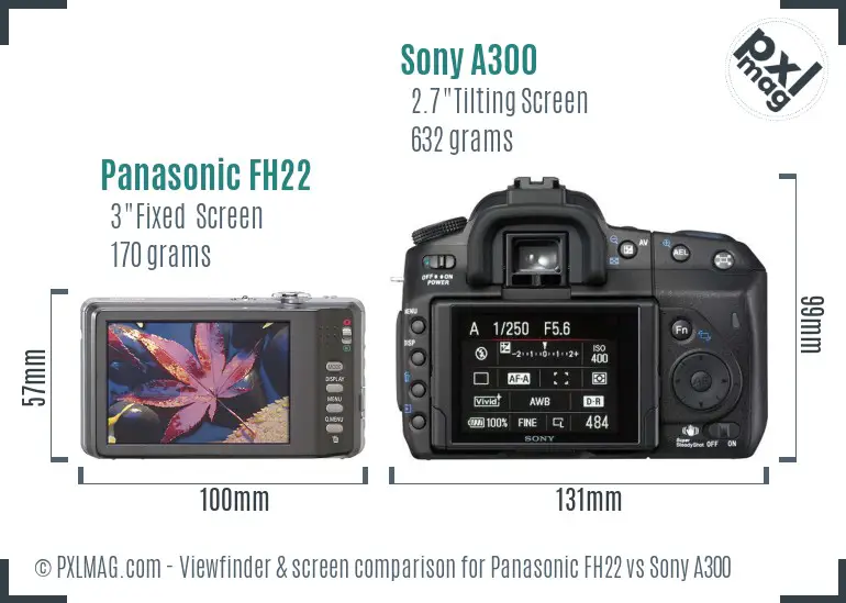 Panasonic FH22 vs Sony A300 Screen and Viewfinder comparison