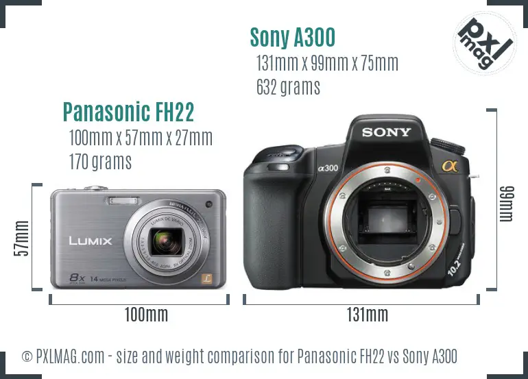 Panasonic FH22 vs Sony A300 size comparison