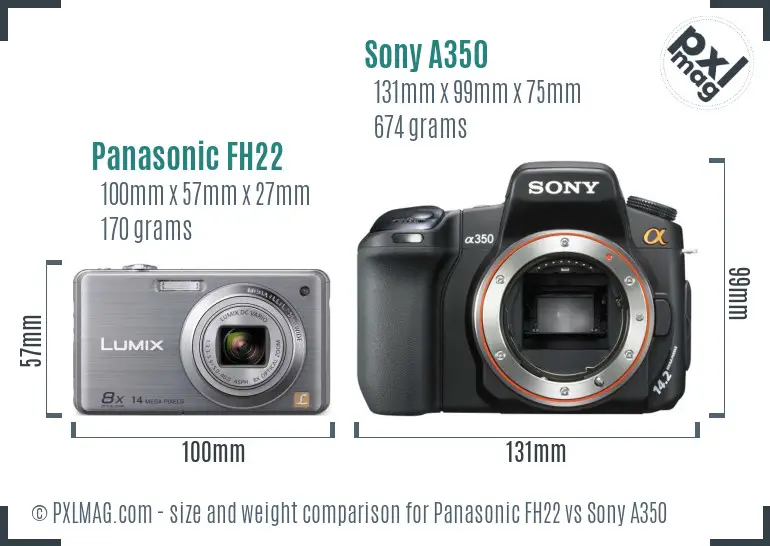 Panasonic FH22 vs Sony A350 size comparison
