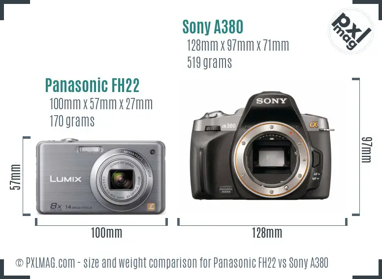 Panasonic FH22 vs Sony A380 size comparison