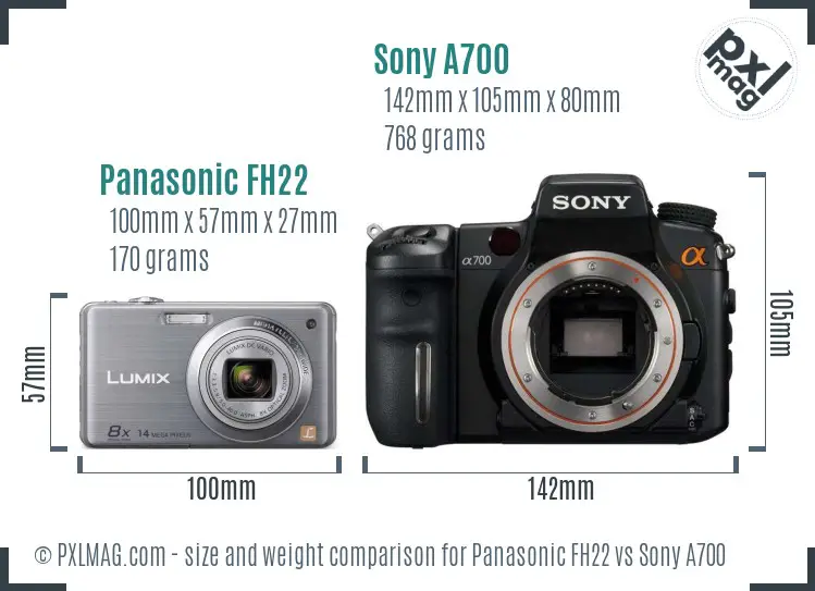 Panasonic FH22 vs Sony A700 size comparison
