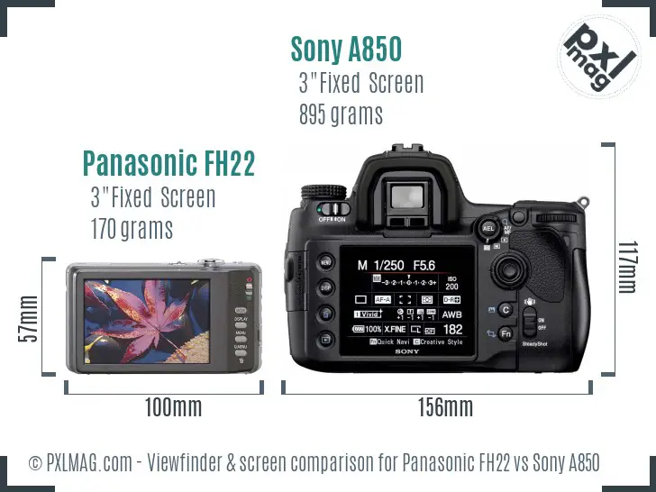 Panasonic FH22 vs Sony A850 Screen and Viewfinder comparison