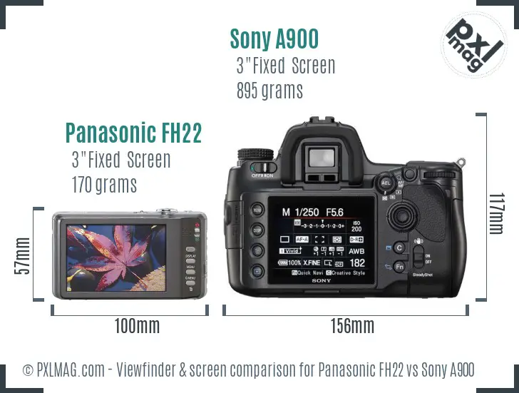 Panasonic FH22 vs Sony A900 Screen and Viewfinder comparison