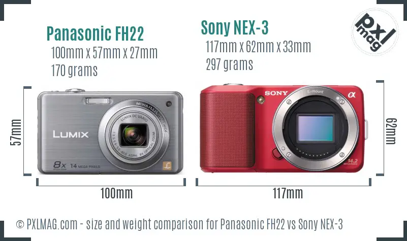 Panasonic FH22 vs Sony NEX-3 size comparison