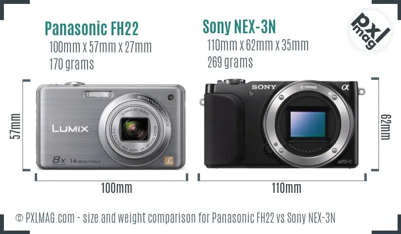 Panasonic FH22 vs Sony NEX-3N size comparison