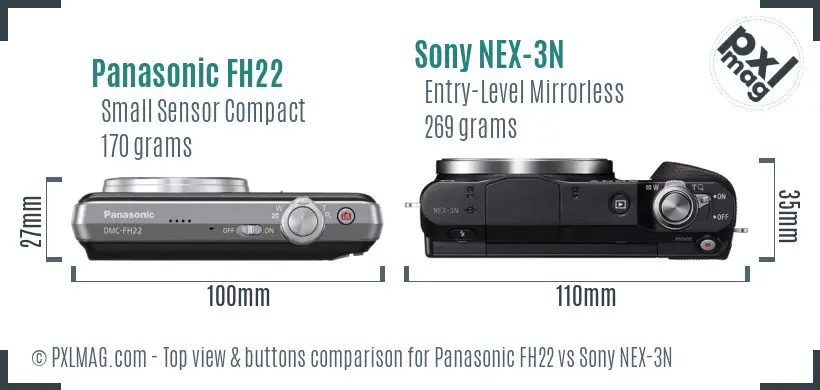 Panasonic FH22 vs Sony NEX-3N top view buttons comparison
