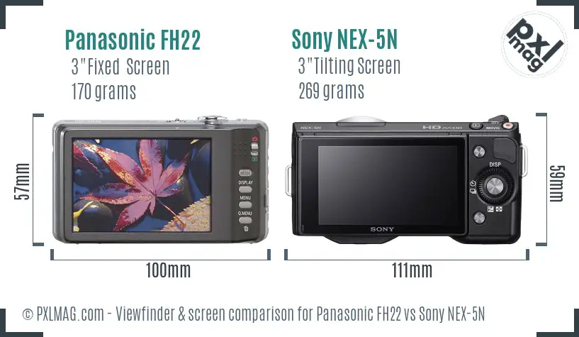 Panasonic FH22 vs Sony NEX-5N Screen and Viewfinder comparison