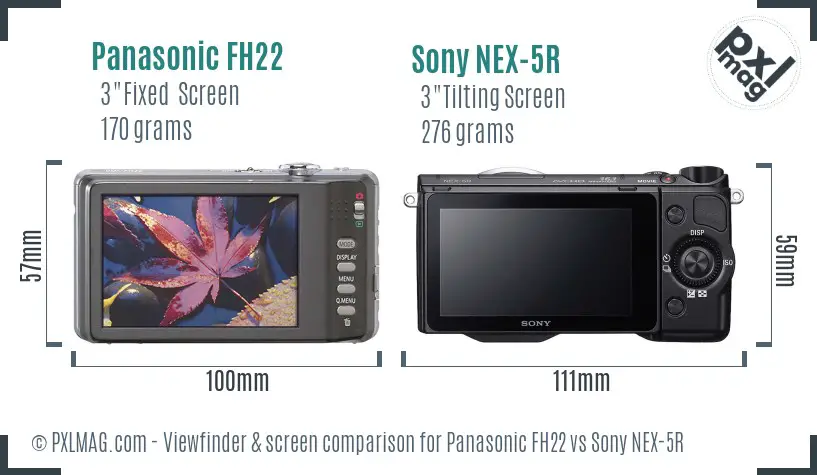 Panasonic FH22 vs Sony NEX-5R Screen and Viewfinder comparison