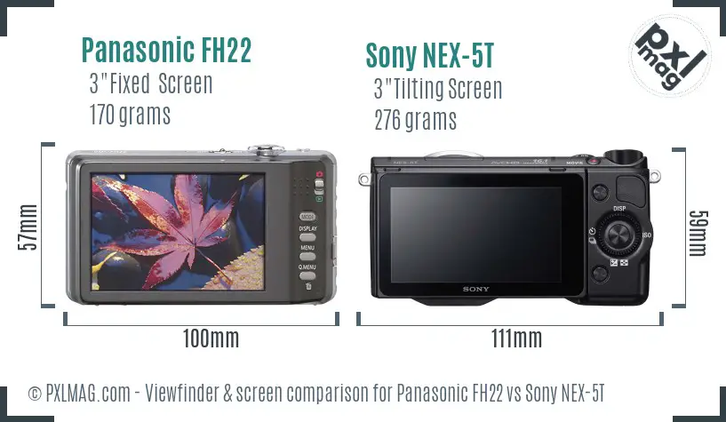 Panasonic FH22 vs Sony NEX-5T Screen and Viewfinder comparison