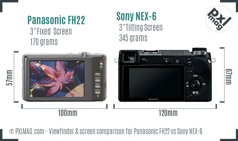 Panasonic FH22 vs Sony NEX-6 Screen and Viewfinder comparison